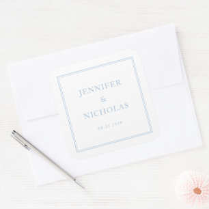 Elegante formelle Puderblaue Hochzeit Quadratischer Aufkleber