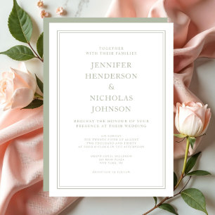 Elegante formelle sagegrüne Hochzeit Einladung