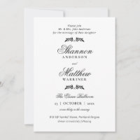 Elegante formelle Schwarz-weiße Einladung