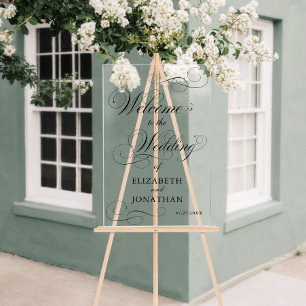 Elegante formelle Schwarze SkriptWedding Willkomme Acrylschild
