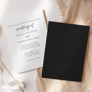 Elegante formelle schwarze und weiße Hochzeitseinl Einladung