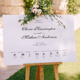 Elegante formelle Skript Hochzeits-Timeline Willko Poster