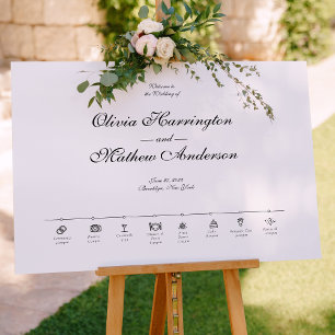 Elegante formelle Skript Hochzeits-Timeline Willko Poster