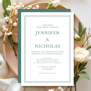 Elegante formelle smaragdgrüne Hochzeit Einladung