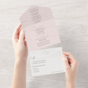 Elegante formelle staubige Rose Hochzeit Alles in  All In One Einladung