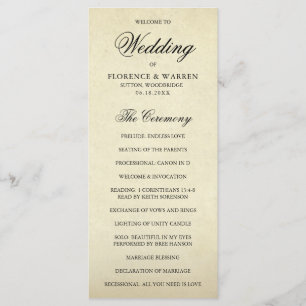 Elegante formelle Vintage-Hochzeit Programm