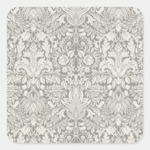 elegante formelle weiße Damaststickerei Brokat Quadratischer Aufkleber