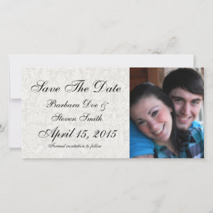 elegante formelle weiße Damaststickerei Brokat Save The Date