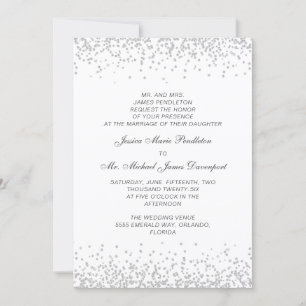 Elegante formelle weiße Silber-Glitter-Hochzeit Einladung