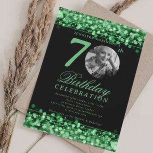 Elegante Foto 70. Geburtstagsfeier grüne Lichter Einladung