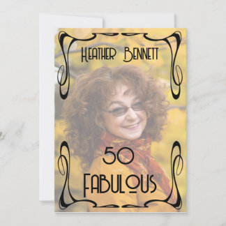 Elegante Foto Art Deco 50. Fab Geburtstag Einladung