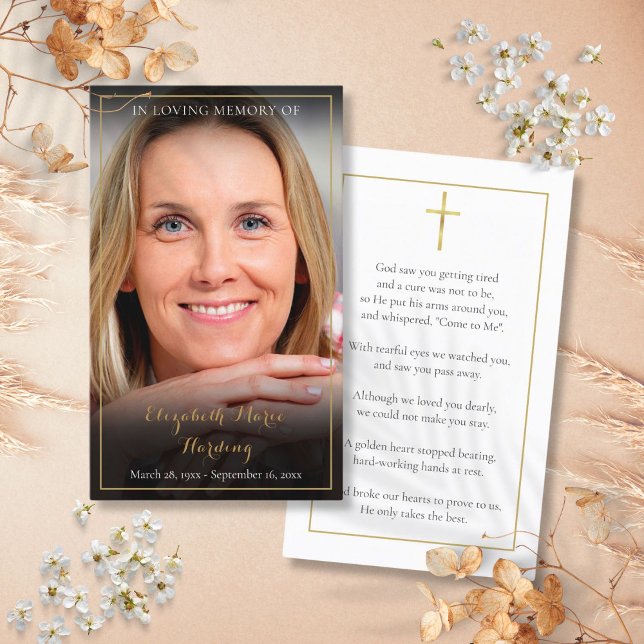 Elegante Foto Beerdigung Gedenkkarten Visitenkarte (Elegant Photo Funeral Memorial Prayer Cards)