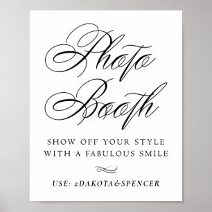Elegante Foto Booth Smile Black Calligraphy   Chic Poster
