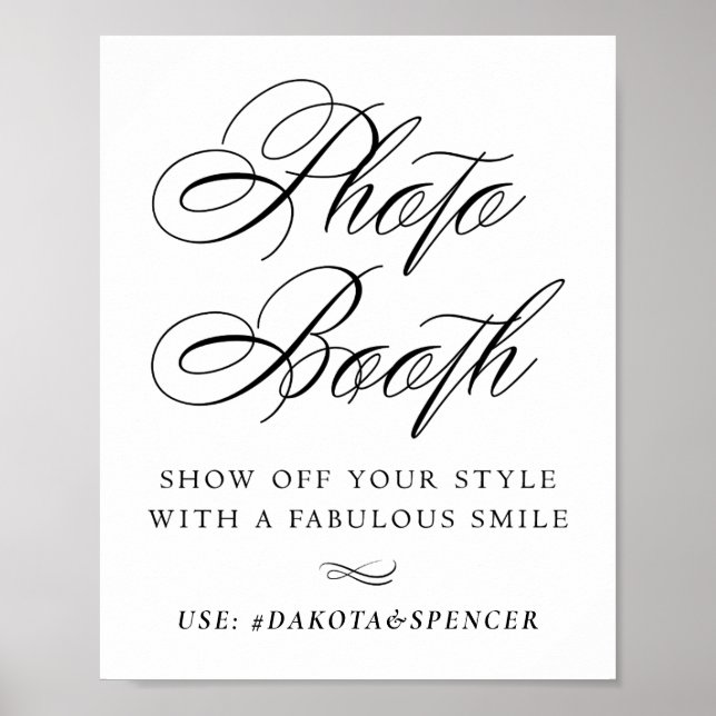 Elegante Foto Booth Smile Black Calligraphy | Chic Poster (Vorne)