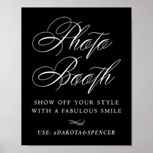 Elegante Foto Booth Smile White Calligraphy Chic Poster