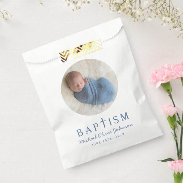 Elegante Foto Boy Baptisse Geschenktütchen (Versiegelt)