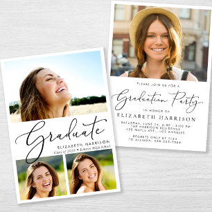 Elegante Foto Collage Graduation Party Einladung