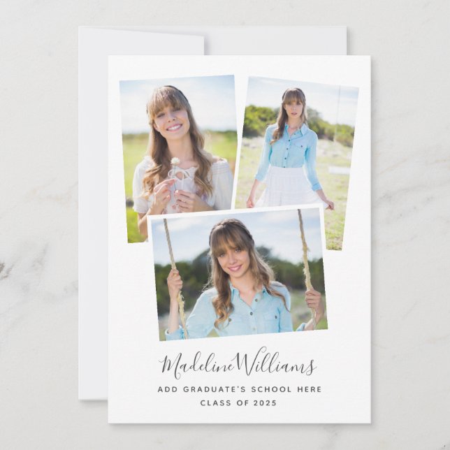 Elegante Foto Collage Graduation Party Einladung (Vorderseite)