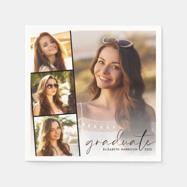 Elegante Foto Collage Graduation Party Serviette (Vorderseite)