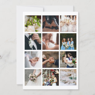 Elegante Foto-Collage-Hochzeit Goldschrift Dankeskarte