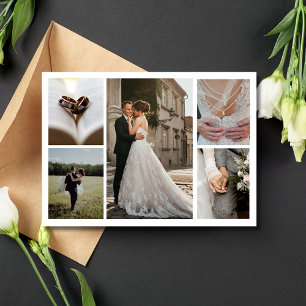Elegante Foto-Collage Hochzeits-Dankeschön Postkarte
