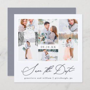 Elegante Foto Collage Kalligraphie Save the Date Einladung