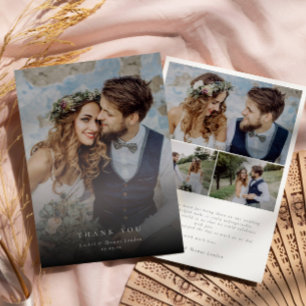 Elegante Foto Collage Moderne Hochzeit Dankeskarte