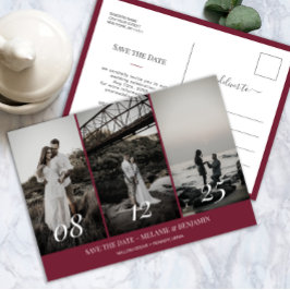 Elegante Foto Collage Rose Save the Date rosa Postkarte