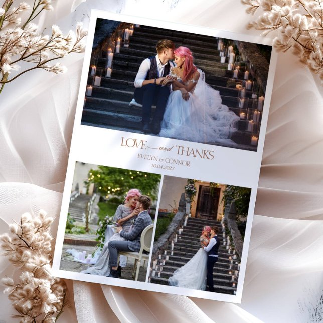 Elegante Foto Collage Typografy-Nachricht Hochzeit Dankeskarte (Von Creator hochgeladen)