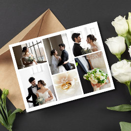 Elegante Foto Collage Wedding Dankeschön Card Dankeskarte