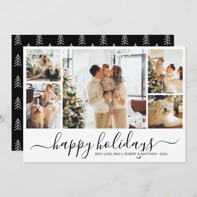 Elegante Foto Collage Weihnachtskarte Einladung (Vorne/Hinten)