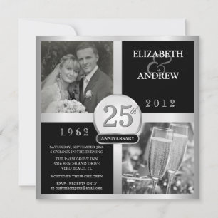 Elegante Foto-Einladungen zur 25. Hochzeitstag-Fei Einladung