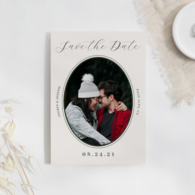 Elegante Foto Frame Flat Save the Date Karte (Von Creator hochgeladen)