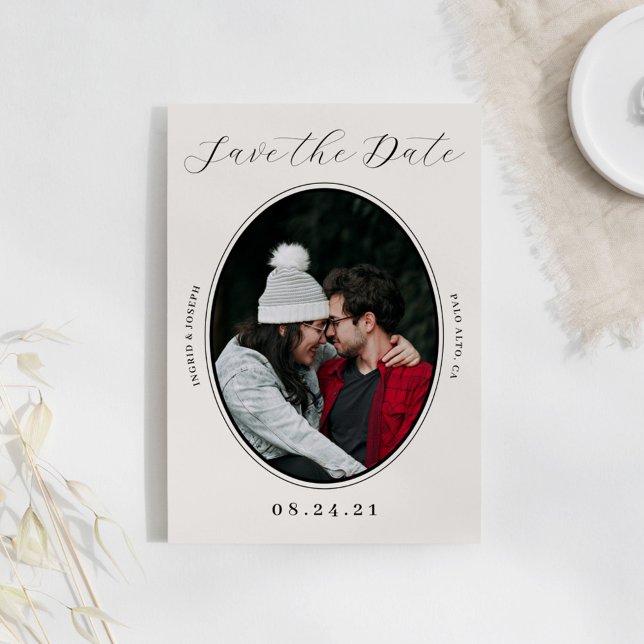 Elegante Foto Frame Flat Save the Date Karte (Von Creator hochgeladen)