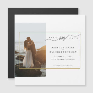 Elegante Foto Gold Frame Wedding Magnetic Card Magnetkarte