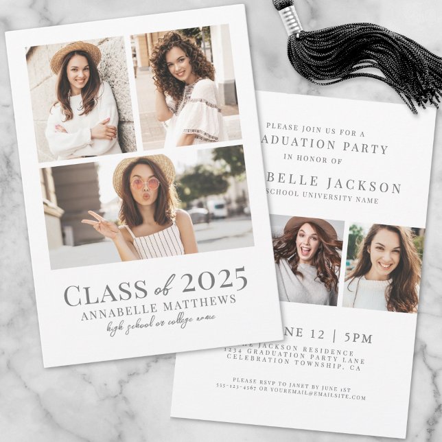 Elegante Foto Graduate Party Einladung (Elegant Simple Graduate Photo Graduation Party Invitation)
