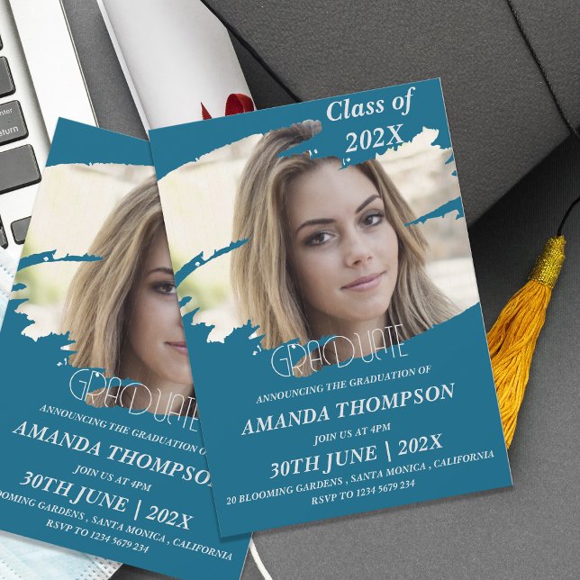 Elegante Foto-Graduationspartei 2025 Einladung (Elegant Class Of 2026 Grad Photo Graduation Party Invitation)