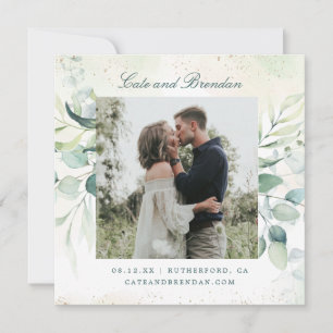 Elegante Foto-Grünpflanzen-Eukalyptus-Hochzeit Save The Date
