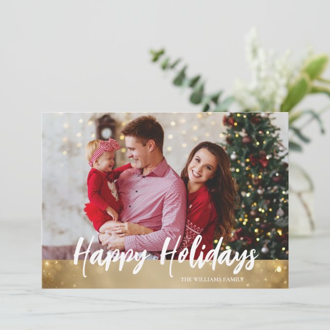Elegante Foto Happy Holidays Card Feiertagskarte (Stehend Vorderseite)