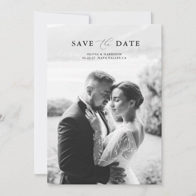 Elegante Foto-Hochzeit - Save the Date Einladung (Vorderseite)
