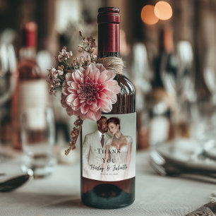 Elegante Foto-Hochzeit Weinetikett