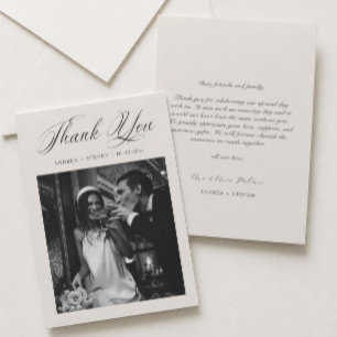 Elegante Foto-Old-Money-Hochzeit Dankeskarte