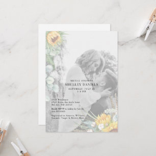Elegante Foto-Sonnenblumen-Blumen-Brautparty  Einladung
