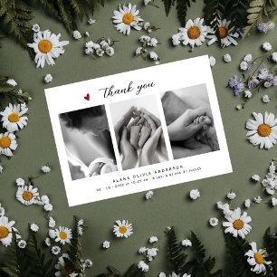 Elegante Fotocollage-Dankeschön-Baby-Party Dankeskarte