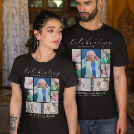 Elegante Fotocollage Gedenkfeier Beerdigung Tribut T-Shirt