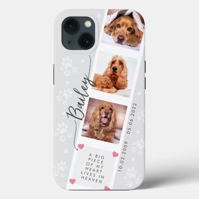 Elegante FotoCollage mit Paw Prints Pet Memorial Case-Mate iPhone Hülle (Rückseite)