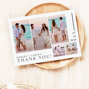 Elegante Fotocollage Moderne Hochzeit Dankeskarte