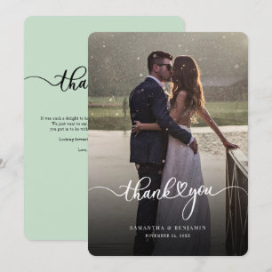 Elegante Fotodankeskript-Hochzeitskarte Mitteilungskarte