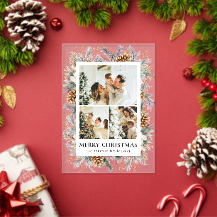 Elegante Fotografie Rahmen Botanik Frohe Weihnacht Acryleinladungen
