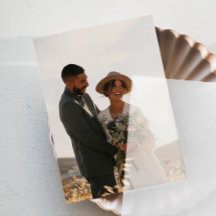 Elegante Fotokarte für Vellum Hochzeitseinladungen